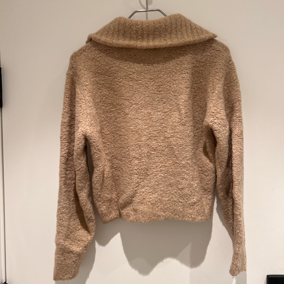 Aritzia Wilfred Free Gwyneth Quarter Zip Tan Knit Sweater Size S - Picture 3 of 4